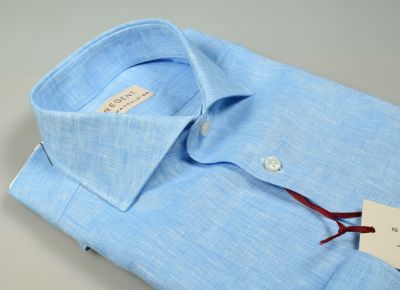 Ingram men's shirt aqua green slim fit in pure linen french neck