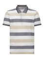 Beige striped polo shirt with non-iron piqué cotton pocket