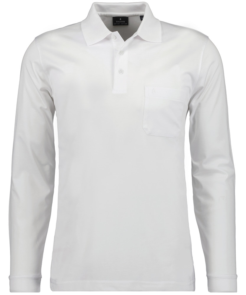 White Polo Shirt No Iron Long Sleeve Ragman Sales 15 Men s Clothing