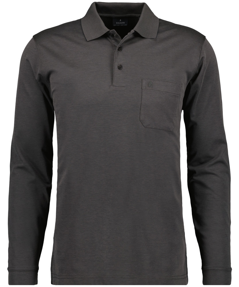 Dark Grey Polo Shirt No Iron Long Sleeve Ragman Sales 15 Men s Clothing