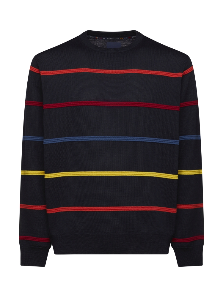 Rfmfkkg Maglione da uomo a girocollo lavorato a maglia a righe autunno inverno morbido pullover top slim fit leggero, Blu, S