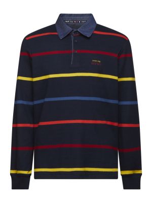 Blue striped cotton-blend buttoned impulso polo shirt