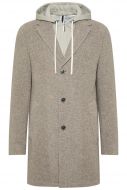 Beige digel coat with detachable slim fit hood