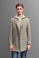 Beige digel coat with detachable slim fit hood