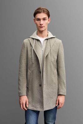 Cappotto beige digel con cappuccio staccabile slim fit