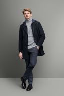 Blue digel coat with detachable slim fit hood