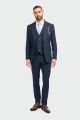 Blue  checked cavani tweed dress with waistcoat