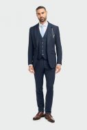 Abito cavani blu a quadri in tweed con panciotto