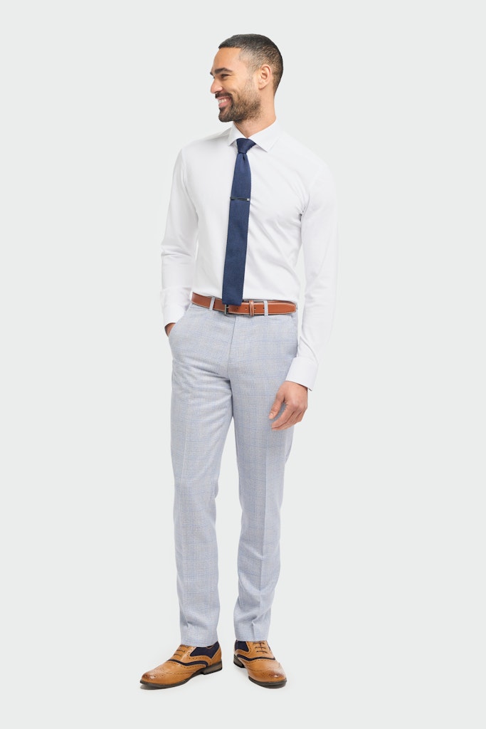 Abito moda uomo Cavani Tweed a quadri Celeste – Saldi