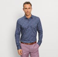 Olymp blue floral pattern dynamic flex jersey slim fit shirt