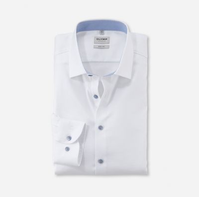 Olymp white shirt in slim fit stretch oxford cotton