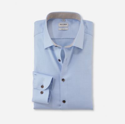 Camicia olymp celeste in cotone oxford stretch slim fit