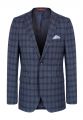 White bros drop four slim fit grey checked blue stretch wool dress