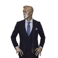 Abito musani blu scuro con gilet slim fit