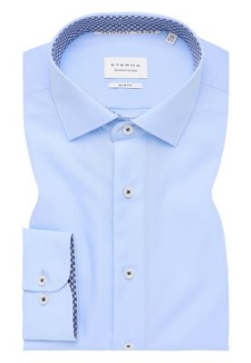 Eterna light blue slim-fit shirt in cotton poplin
