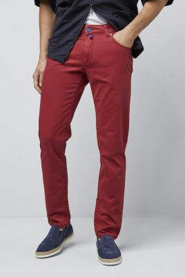 Slim-fit red jeans with cotton and lyocell m5 by meyer