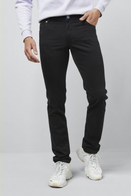 Five pockets slim fit black cotton satin pima m5 by meyer