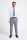 Grey and blue double-breasted suit with checks in stretch wool