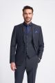 Dark blue dress with stretch wool vest