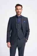 Abito blu scuro con gilet in lana stretch