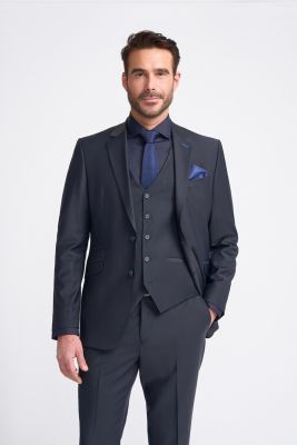 Dark blue dress with stretch wool vest