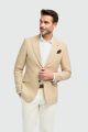 Beige cavani linen and unlined modern fit jacket