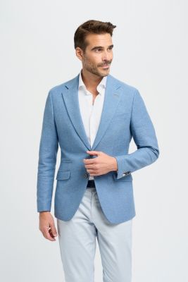 Giacca celeste spigata cavani in cotone modern fit