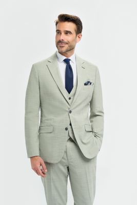 Elegant sage green cavani dress with modern fit vest