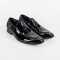 Elegant black cavani patent leather moccasin