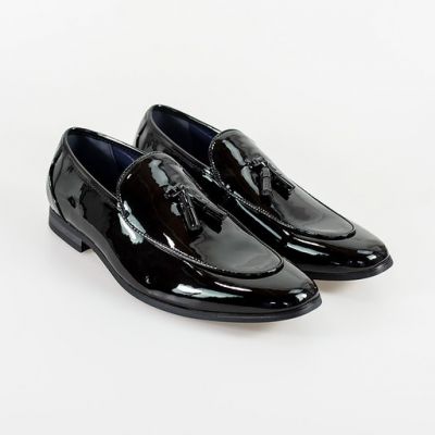 Scarpa mocassino cavani elegante da cerimonia nero in vernice