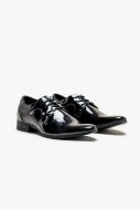 Scarpa in vernice nera stringata cavani elegante da cerimonia 