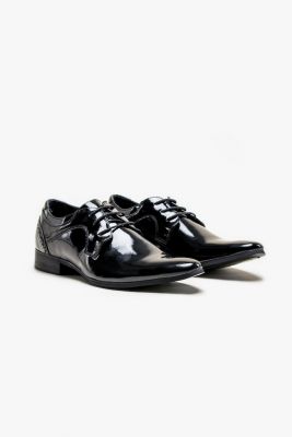 Scarpa in vernice nera stringata cavani elegante da cerimonia 