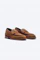 Vintage effect suede moccasin shoe in cavani cognac