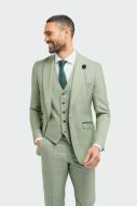 Abito cavani verde salvia a quadri in tweed con panciotto