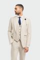 Beige checked cavani tweed dress with waistcoat.