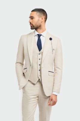 Beige checked cavani tweed dress with waistcoat.