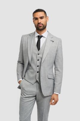 Light grey cavani suit with modern fit vest
