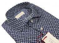 Blue bench shirt with geometric pattern slim fit