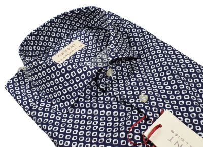 Camicia pancaldi blu fantasia geometrica slim fit 