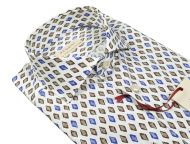 White pancaldi shirt with geometric pattern slim fit
