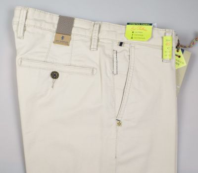 Beige sea barrier textured stretch cotton trousers