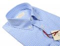 Camicia pancaldi azzurra in cotone stampato regular fit 