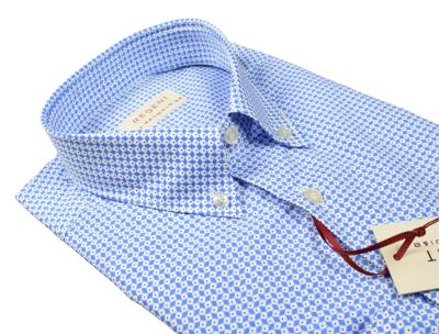 Camicia pancaldi azzurra in cotone stampato regular fit 