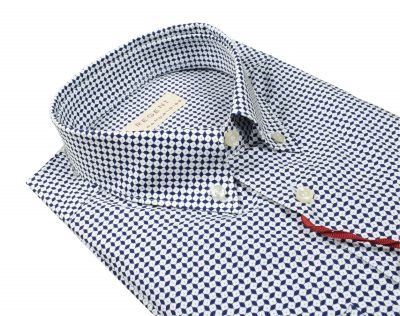 Camicia pancaldi blu in cotone stampato regular fit 