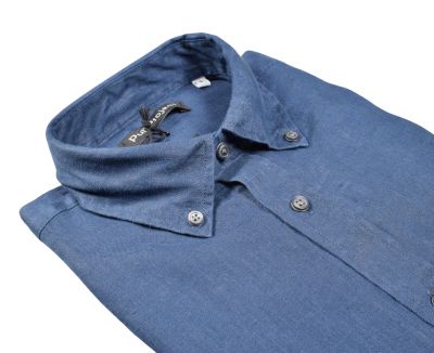 Pure linen project pull-down shirt with modern fit button down