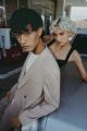 Abito digel slim fit beige gessato doppiopetto sfoderato in jersey