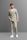 Beige pinstriped slim fit double-breasted unstructured jersey suit.