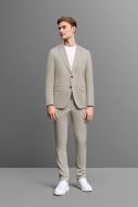 Abito digel slim fit beige gessato sfoderato in jersey