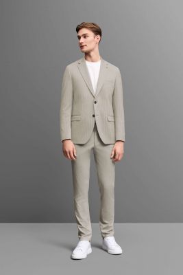 Abito digel slim fit beige gessato sfoderato in jersey