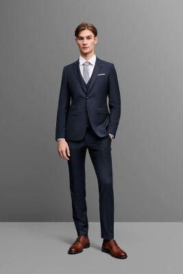 Abito extra slim fit digel blu micro disegno lana stretch